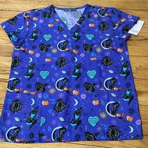 NWT Glitter Halloween Scrub Top